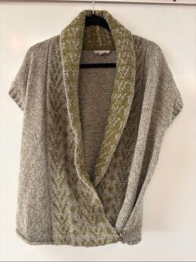 Royal Robbins Olive and Gray Open-Front Shawl Collar Cardigan